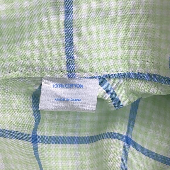 Southern Tide Mens Size Large Button Down Dress Shirt Plaid Green Blue White - Picture 10 of 10